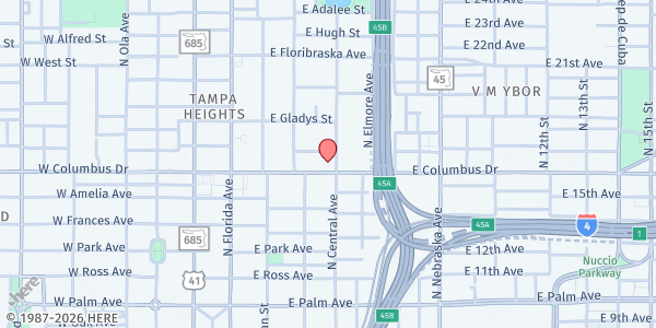 Map showing Cornerstone Kids Inc. - Tampa Heights at 2708 North Central Avenue, Tampa Heights, FL