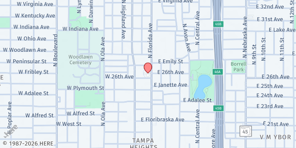 Map showing Good Samaritan Inn - Kinship Free Market at 3302 North Florida Avenue, Tampa Heights, FL