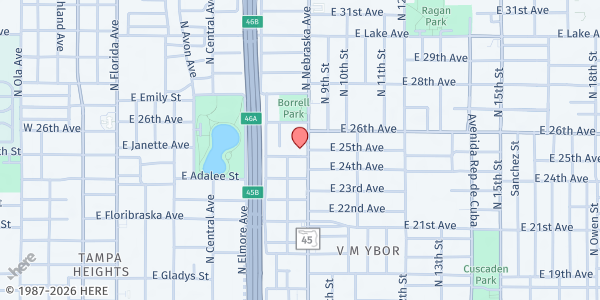 Map showing House of David / Deeper Life Church at 3300 North Nebraska Avenue, Tampa Heights, FL