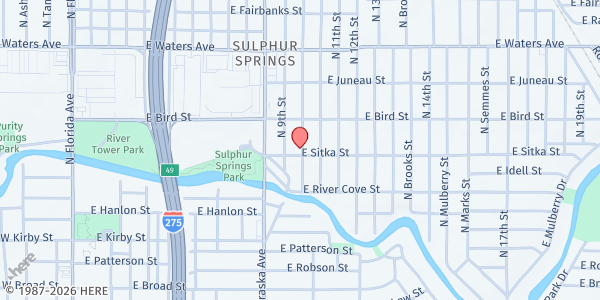 Map showing A Blessing Food Pantry at 920 East Sitka Street, Tampa, FL