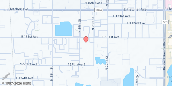 Map showing Arbors Place Apartments - Kinship Free Market at 1915 East 131st Avenue, Tampa, FL