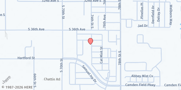 Map showing Bautista Project Inc. at 3709 Globe Thistle Drive, Tampa, FL
