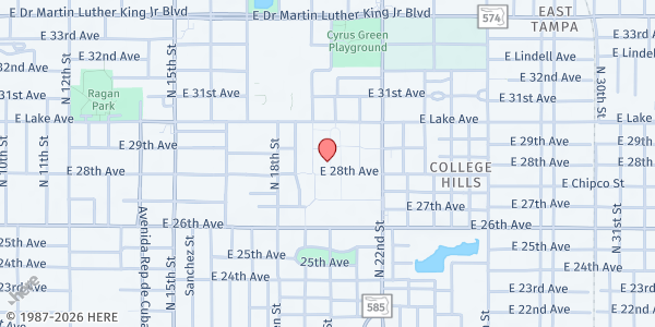 Map showing Belmont Heights Resident Estate at 3540 North 20th Street, Tampa, FL