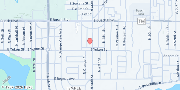 Map showing Bible Based Fellowship of Temple Terrace at 8718 N. 46th St., Tampa, FL