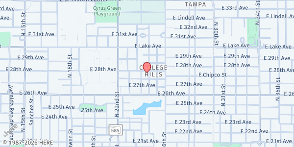 Map showing College Hill Mennonite at 3506 Machado Street, Tampa, FL