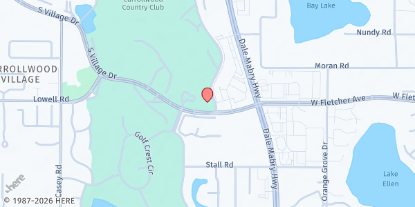 Map showing Community Food Pantry at 13115 South Village Dr., Tampa, FL