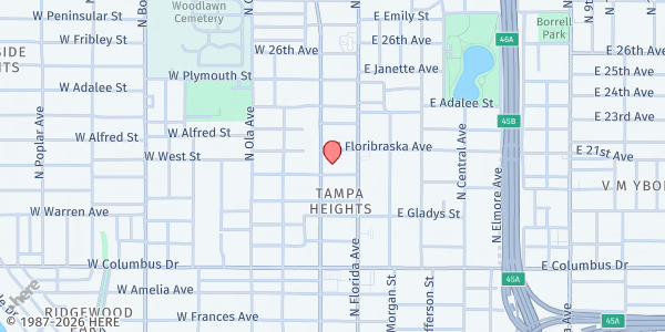 Map showing Exciting Central Tampa Baptist Church at 2923 North Tampa Street, Tampa, FL