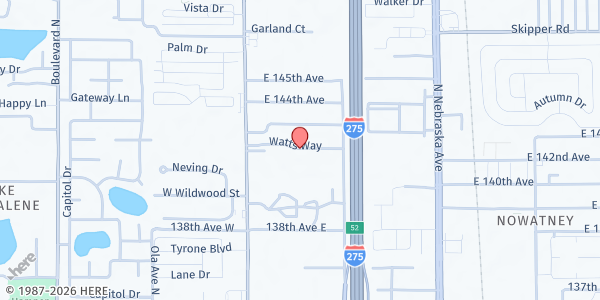 Map showing GATEWAY CHRISTIAN CENTER at 14205 North Florida Avenue, Tampa, FL