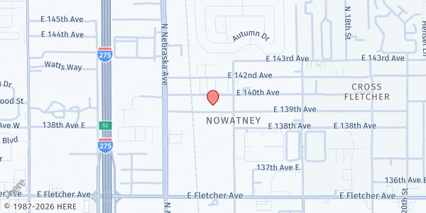 Map showing Grace Family Church @ Tampa Para Cristo at 1110 East 139th Avenue, Tampa, FL