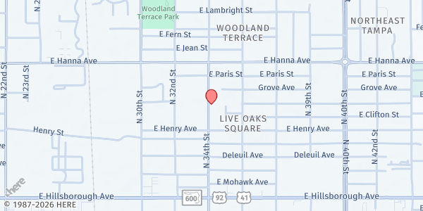 Map showing Greenway Family Outreach at 5815 N 34th Street, Tampa, FL