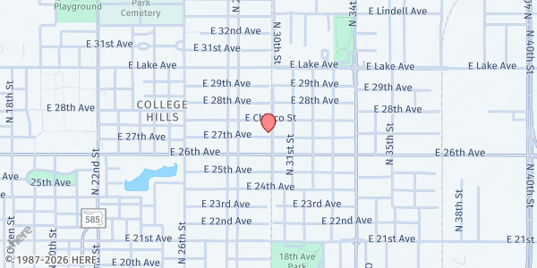 Map showing Hands of God Ministries at 2918 E. 27th Ave., Tampa, FL