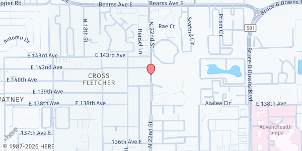 Map showing HILLSBOROUGH | UACDC at 14013 North 22nd Street, Tampa, FL