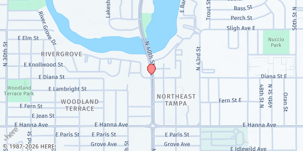 Map showing Household of Faith Distribution Site at North 40th Street, Tampa, FL