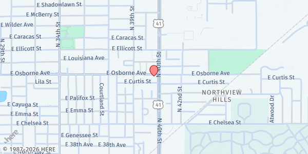 Map showing Household of Faith- Mobile Pantry at 3921 East Osborne Street, Tampa, FL