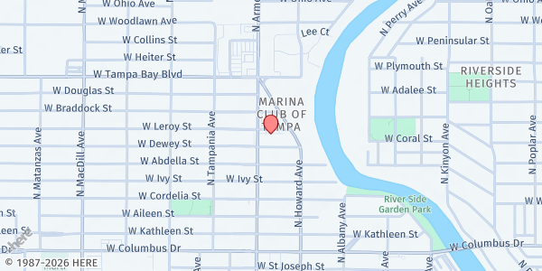 Map showing Humane Society of Tampa at 3607 N Armenia Ave, Tampa, FL