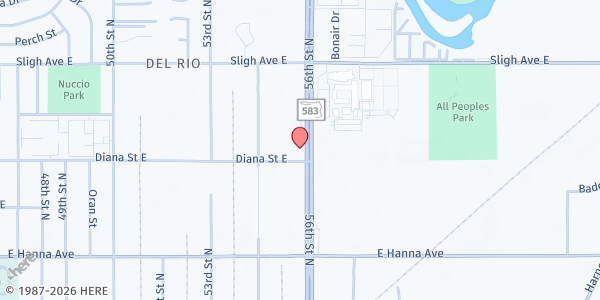 Map showing Kingdom Kids of Tampa Bay at 6500 North 56th Street, Tampa, FL