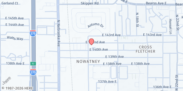 Map showing Kinship Free Market - 1205 East 142nd Avenue at 1205 East 142nd Avenue, Tampa, FL