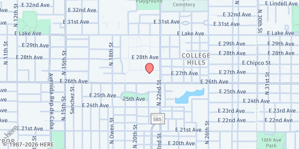 Map showing Lee Davis Neighborhood Services Center at 3402 North 22nd Street, Tampa, FL