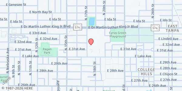 Map showing Lockhart Elementary Magnet School at 3719 N 17th St, Tampa, FL
