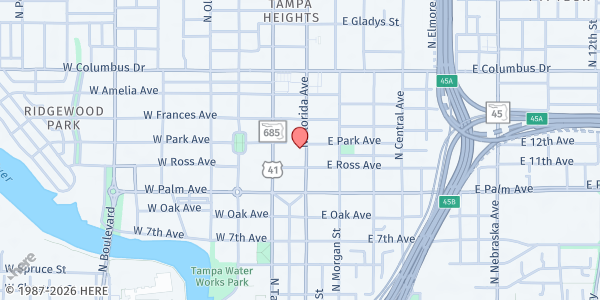Map showing Metropolitan Ministries - Downtown Tampa at 2301 North Tampa Street, Tampa, FL