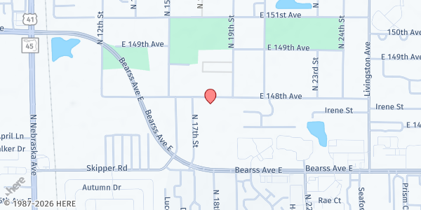 Map showing Mort Park - Kinship Free Market at 1815 East 148th Avenue, Tampa, FL
