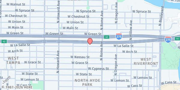 Map showing Mt. Olive AME at 1745 W. La Salle St., Tampa, FL