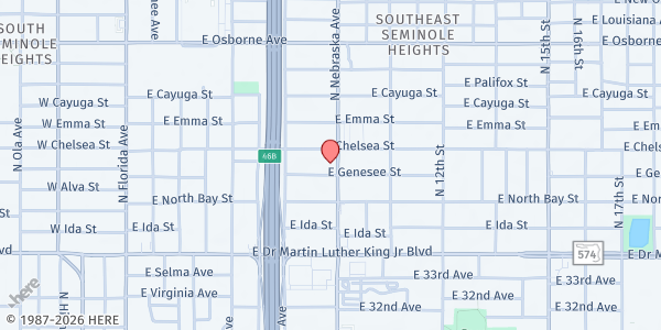 Map showing Mujeres Restauradas por Dios - Pantry Multiplicación at 4310 N. Nebraska Ave., Tampa, FL
