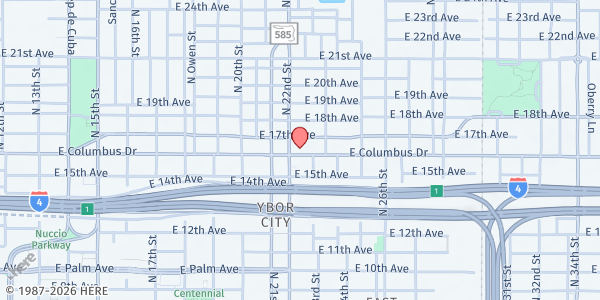 Map showing New Beginning Tabernacle M.B.C at 2208 E. Columbus Dr., Tampa, FL