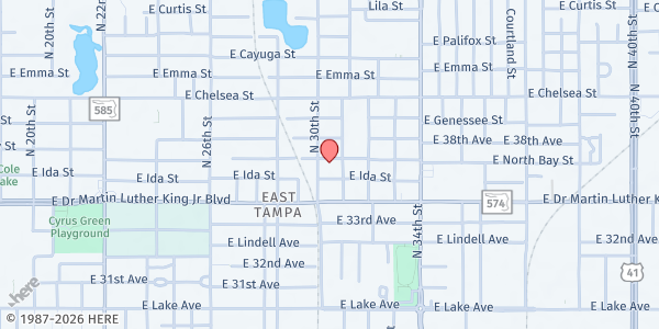 Map showing New Bethel Progressive Mission at 3007 E North Bay St, Tampa, FL