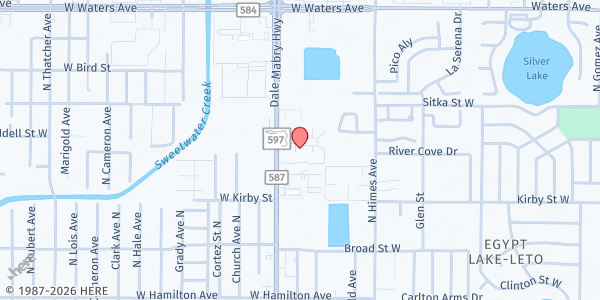 Map showing New Life Tabernacle @ Carrollwood at 8001 North Dale Mabry Highway, Tampa, FL