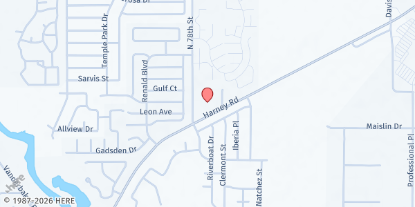 Map showing New Salem Missionary Baptist Food Pantry at 8525 North 78th Street, Tampa, FL