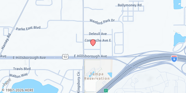 Map showing New Season Apostolic Church Of Jesus at 7416 East Mohawk Avenue, Tampa, FL