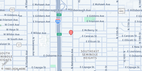 Map showing New Season Apostolic Ministries at 5100 N. Nebraska Ave., Tampa, FL