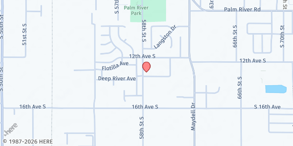 Map showing Palm River Community Outreach Center at 1304 South 58th Street, Tampa, FL