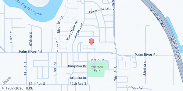 Map showing PALM RIVER FAMILY SERVICES at 7454 Palm River Road, Tampa, FL