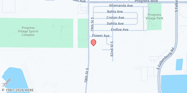 Map showing Progress Village Seventh-Day Adventist Church at 7909 Flower Ave., Tampa, FL