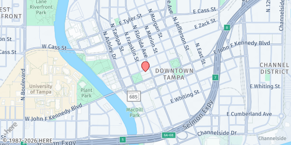 Map showing Rise Tampa at 411 N Franklin St, Tampa, FL