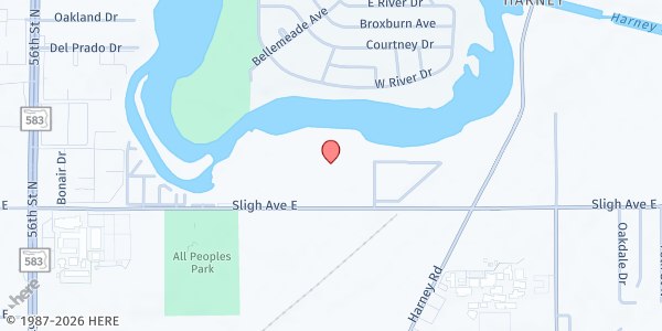 Map showing Riverhills Church of God at 6310 East Sligh Avenue, Tampa, FL