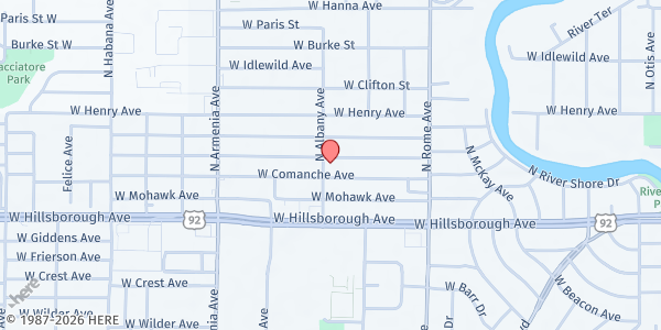 Map showing St. Chad's Episcopal Church Hall at 5609 North Albany Avenue, Tampa, FL