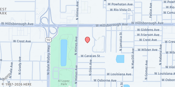 Map showing St. Lawrence Catholic Church - Matthew 25 at 5225 N. Himes Ave., Tampa, FL