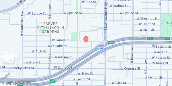 Map showing St. Mary Missionary Baptist Church at 3910 W. Laurel St., Tampa, FL