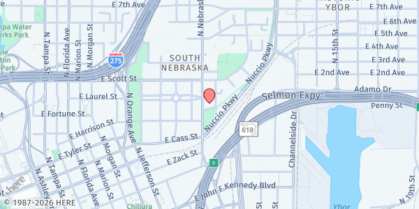 Map showing SVDP, St. Peter Claver at 1203 N Nebraska Ave, Tampa, FL