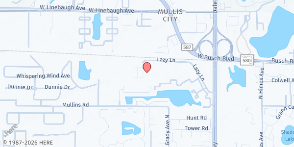 Map showing Tampa Bay Harvest Main Location at 9430 Lazy Lane, Tampa, FL