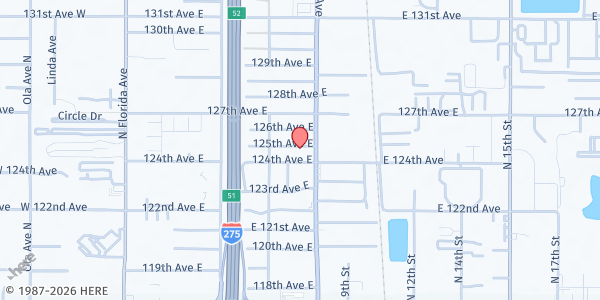 Map showing Tampa Family Health Center - Nebraska Avenue at 12410 N Nebraska Ave, Tampa, FL