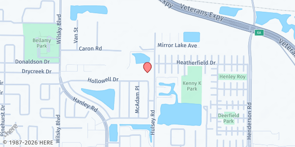 Map showing Tampa Spanish SDA at 9602 Hulsey Rd, Tampa, FL