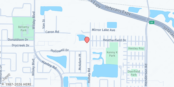 Map showing Tampa Spanish Seventh-Day Adventist Church at 9602 Hulsey Rd., Tampa, FL