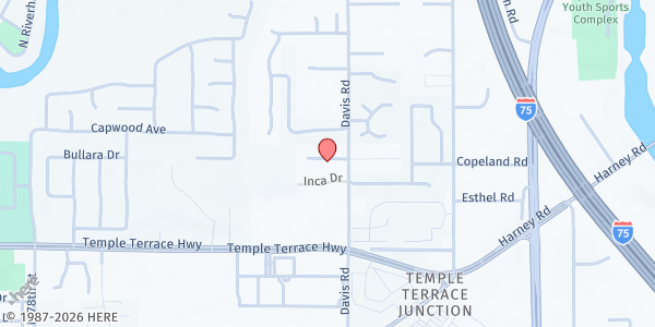 Map showing Terrace Palms Community Church at 9620 Davis Road, Tampa, FL
