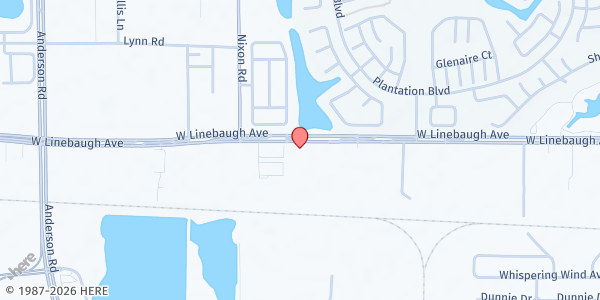 Map showing The Hope Effect Food Pantry @ MorningStar Church at 5102 W. Linebaugh Ave., Tampa, FL