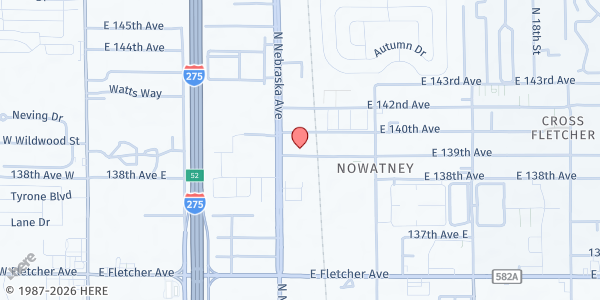 Map showing The Salvation Army Emergency and Disaster Services - Tampa at 930 East 139th Avenue, Tampa, FL