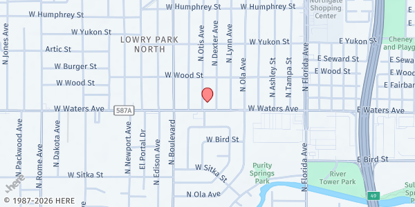 Map showing The Well - Kinship Free Market at 609 W Waters Ave, Tampa, FL